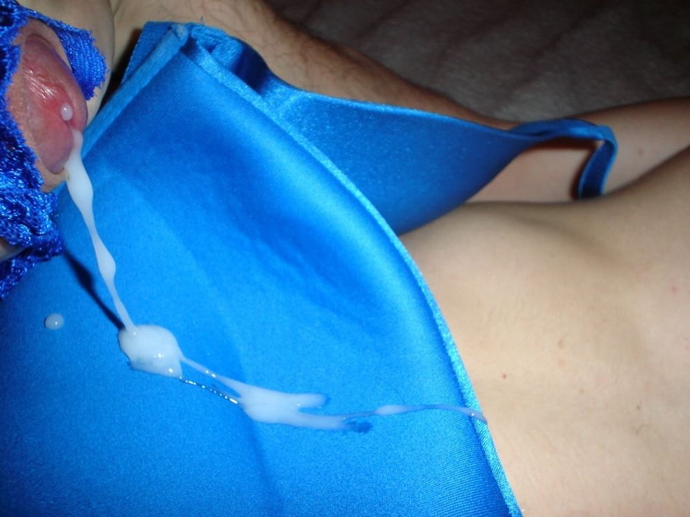 Leatransteen in cum Blue Satin Bra #16