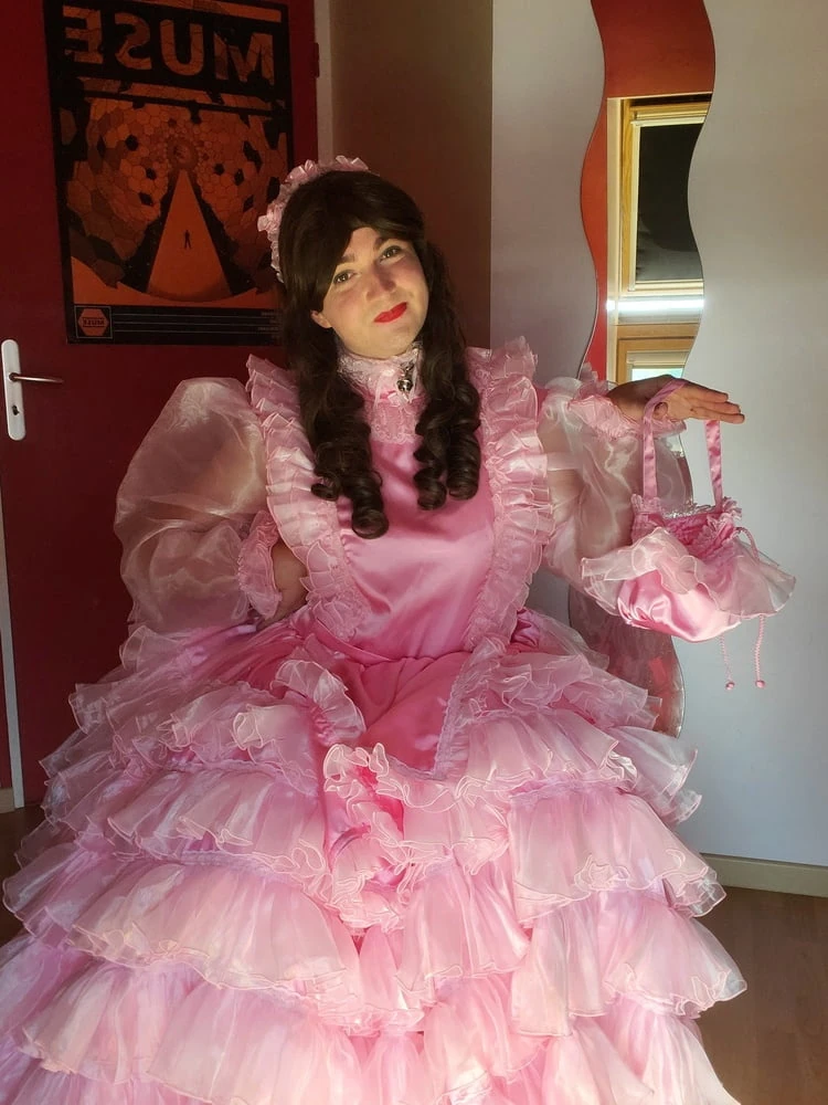 SIssy Long Frilly Pink Dress  #9