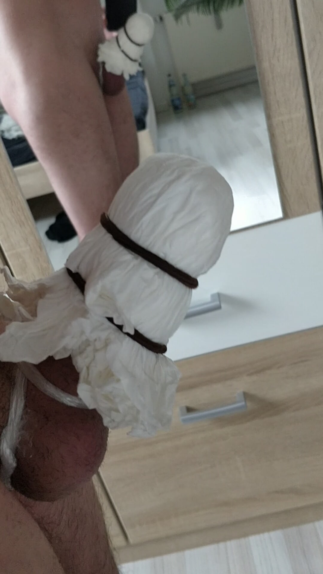 My hard cock and my pad after wearing it for a whole day.