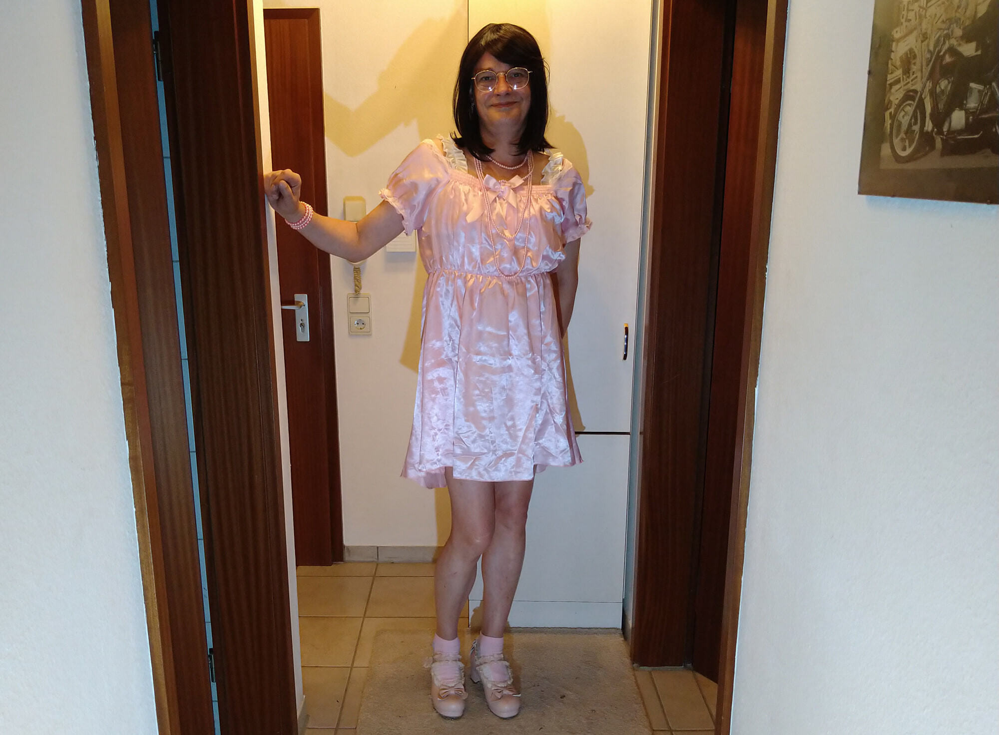 Rosa Satin Kleid