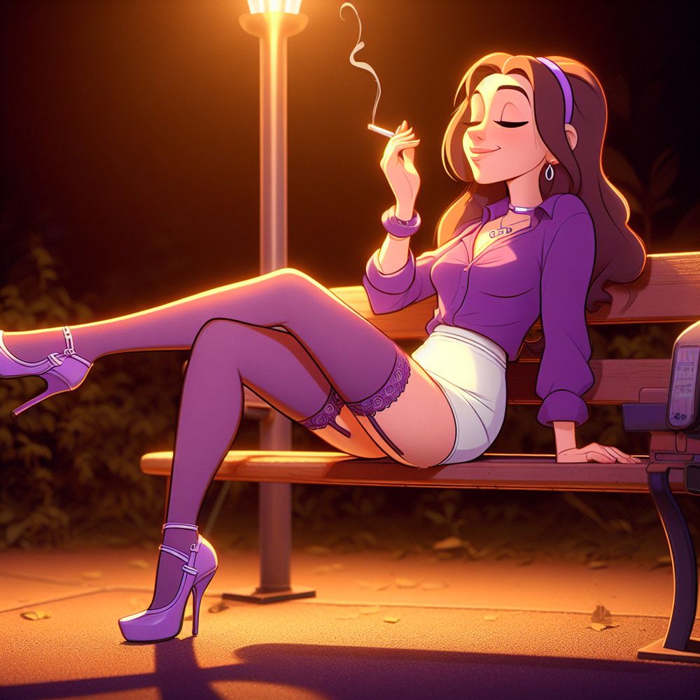 Purple Stockings Smoking. #39