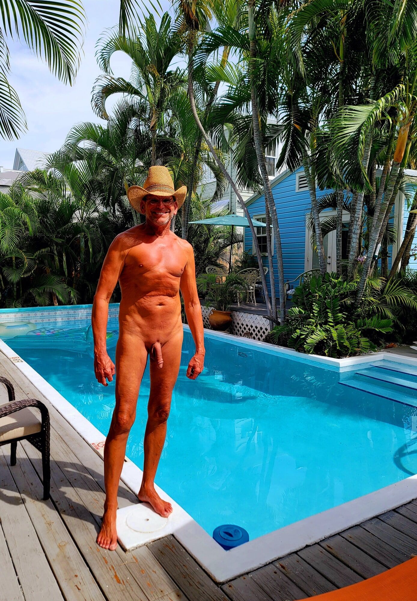 Naked Cowboy in Public at the Pool in Key West