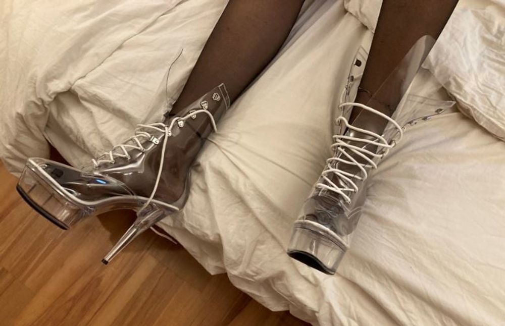 Clear PVC Plastic Boots and Nylons 2