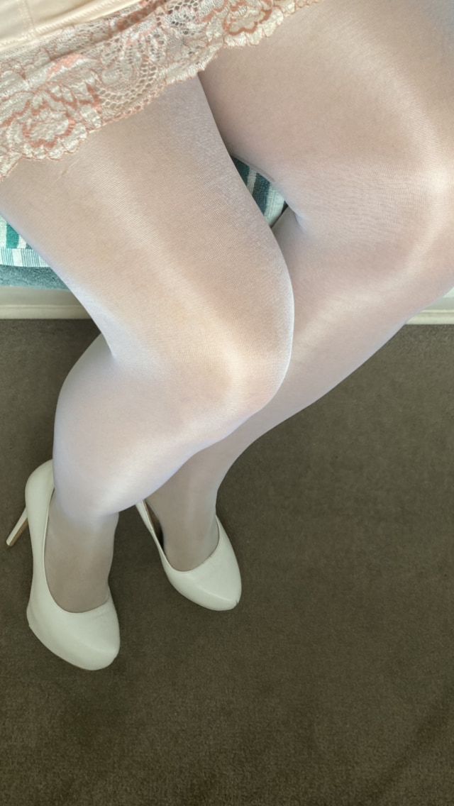 My legs in shiny glossy tights and sexy high heels #23