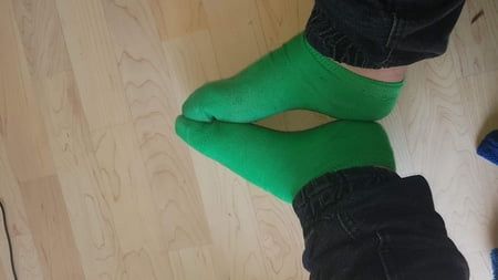 My Feet in Green Socks