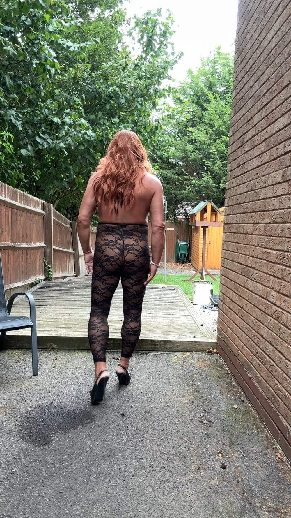 Sexy Crossdresser kellycd2022 in black lace catsuit and heel #8