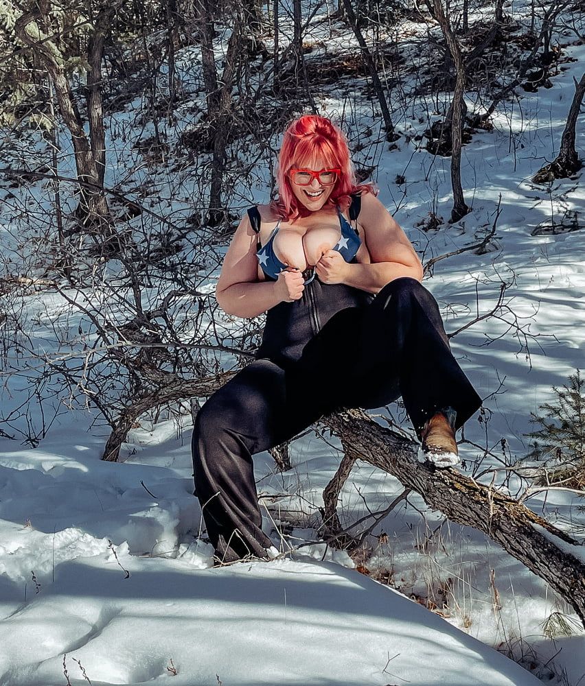 Deeper in the woods Naked and bent over in the snow #2