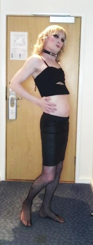 Sissy Crossdresser In Black Slut Outfit Posing  #30