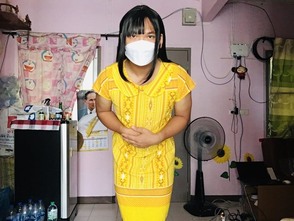 Dress Yellow Teen ladyboy #6