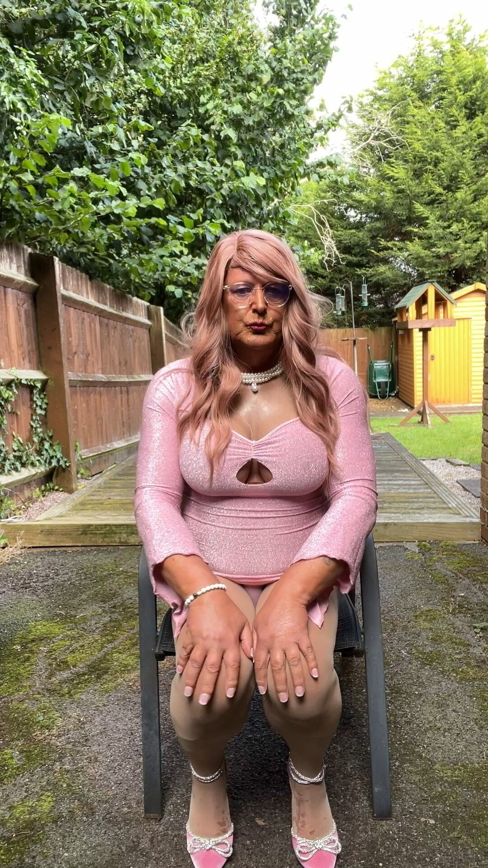 Sexy crossdresser Kellycd2022 in pink sparkly dress heels #14