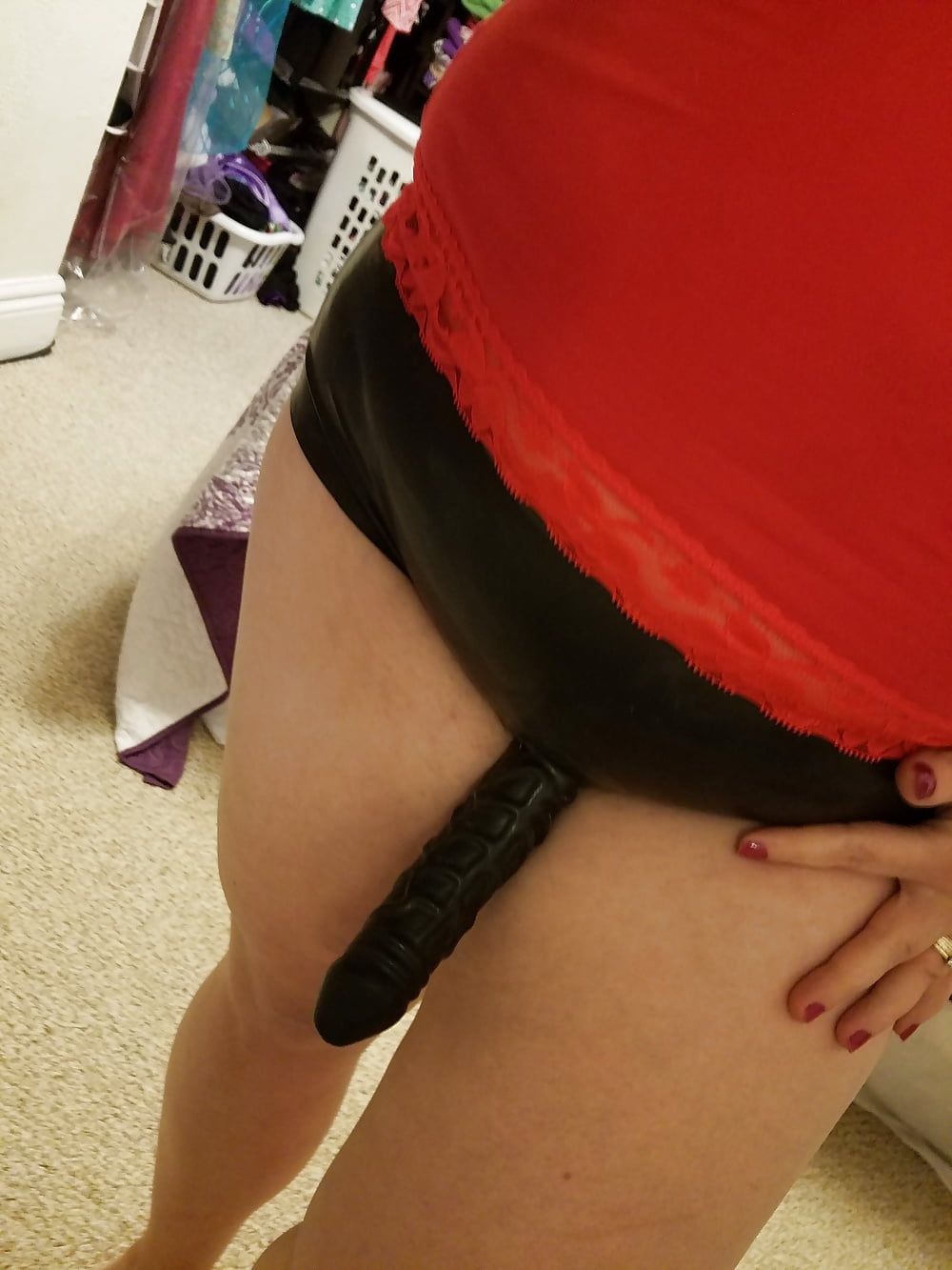 Sexy Wife Milf with Strapon and latex panties #2