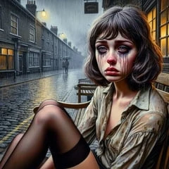 Crying and smoking ladies in Stockings 