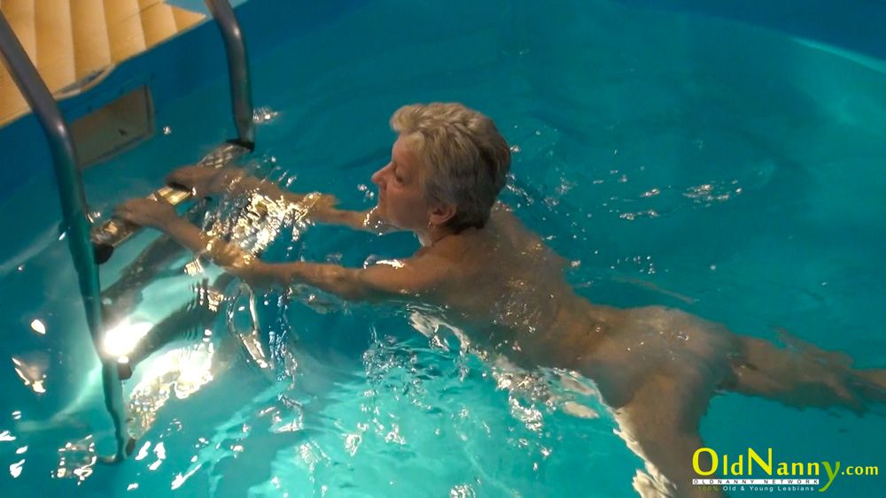 Granny Jitka frolics in the pool #3