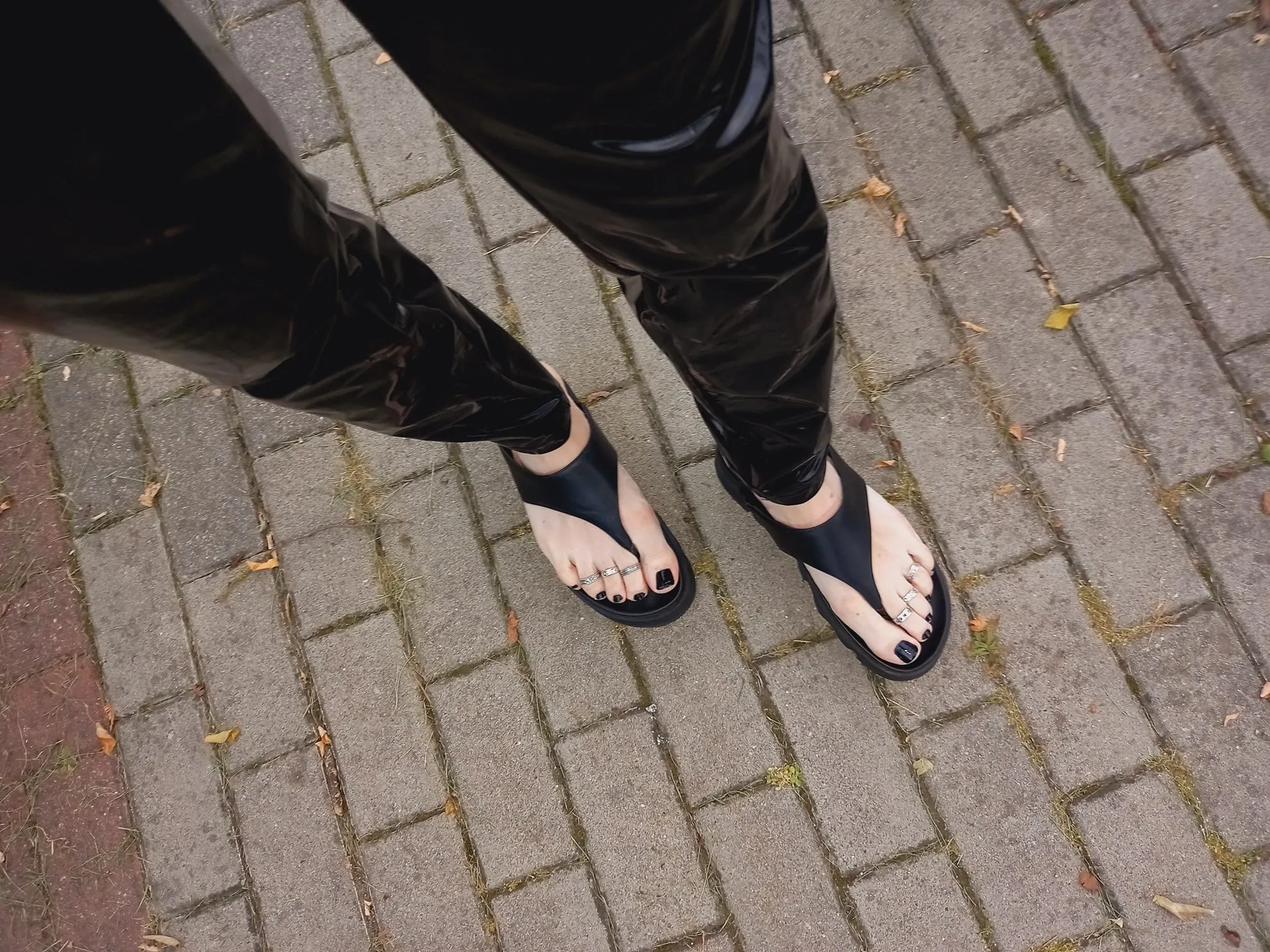 black flip flops - street walk