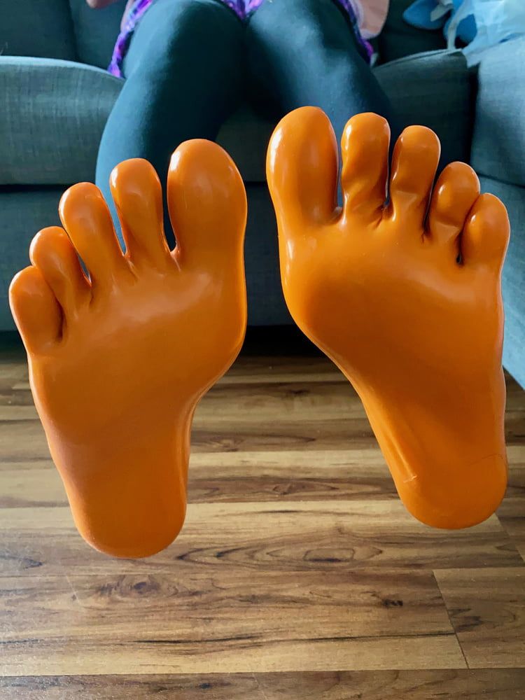 Orange Latex Toe Socks and EvoSkins #6