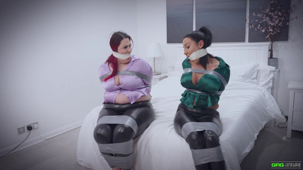 Lacey &amp; Mila - Double Cross in Bondage Tied &amp; Tape Gagged #16