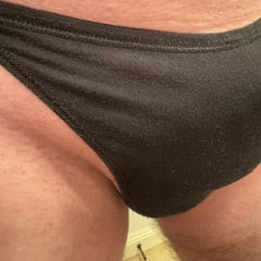 Cock in black thong