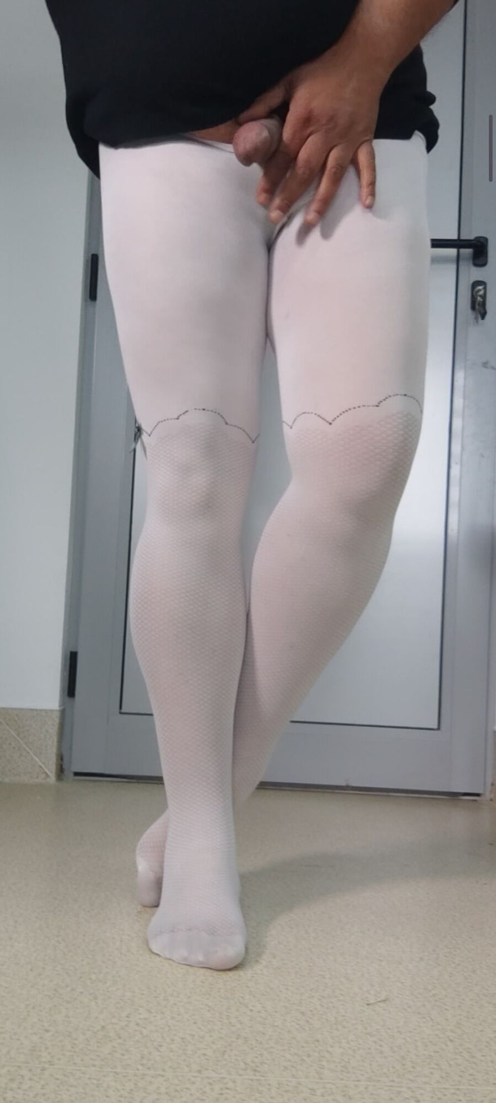 White pantyhose for teen is so sexy #11