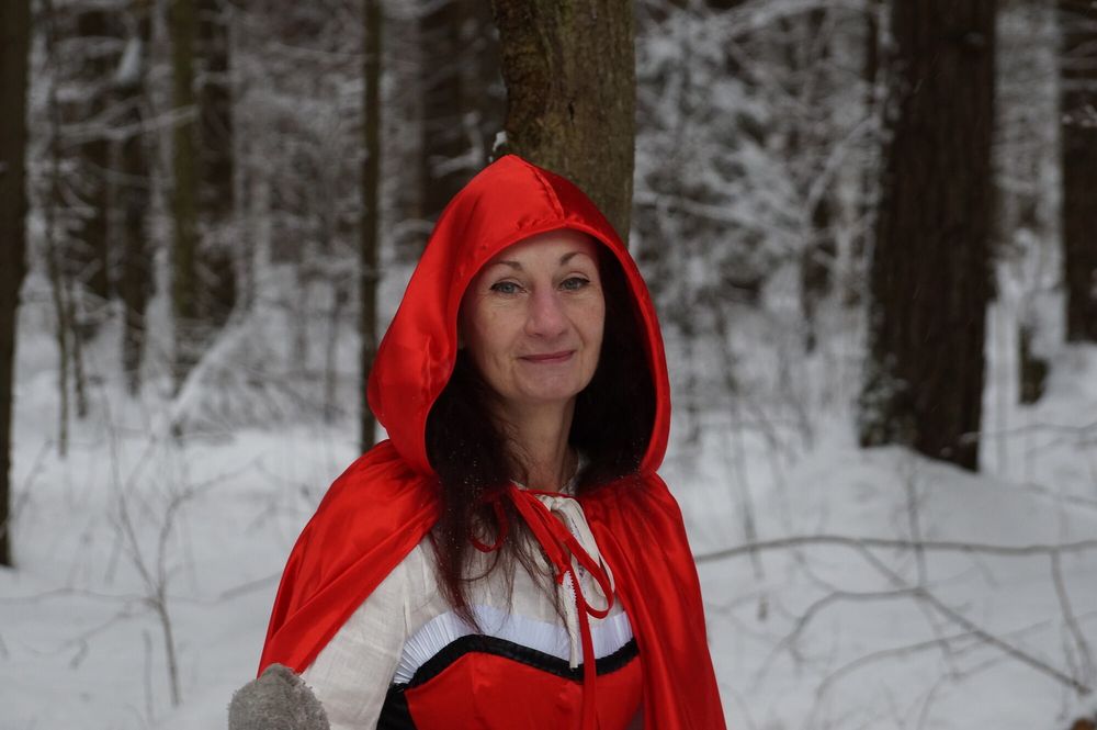 Little Red Riding Hood on a forest path #16