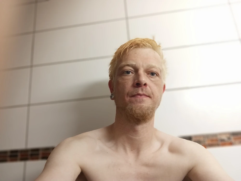 Naked with big and great cock in the bathroom #6