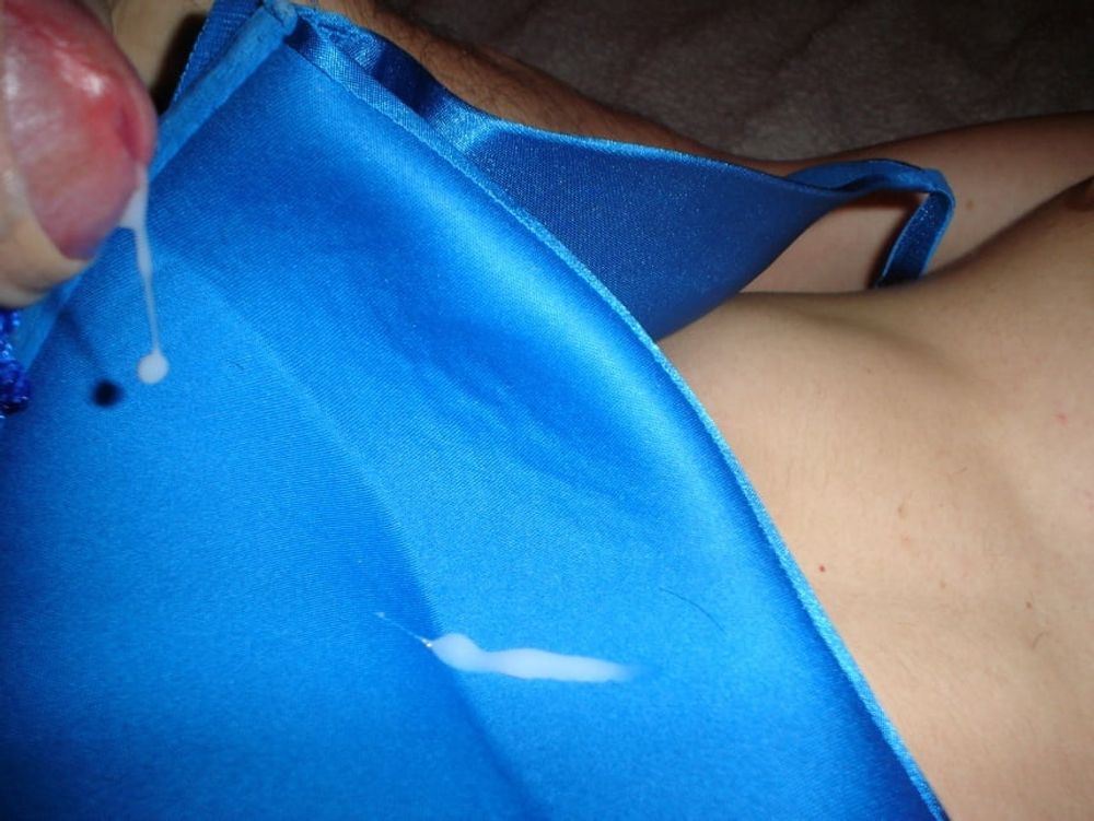 Leatransteen in cum Blue Satin Bra #25