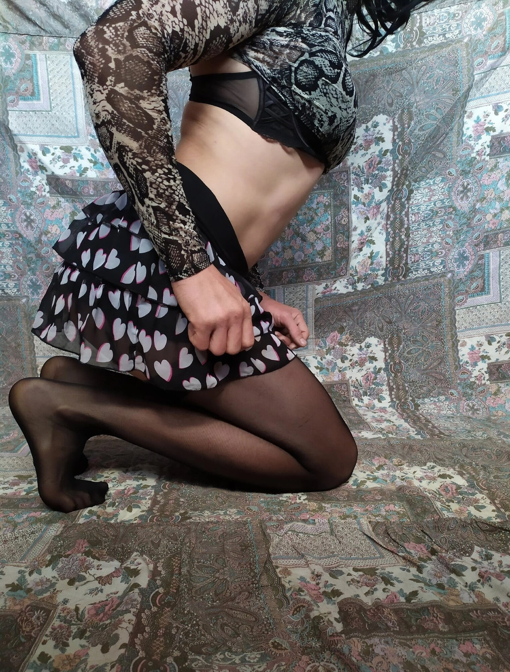 My butt is in women's panties and a women's dress #2