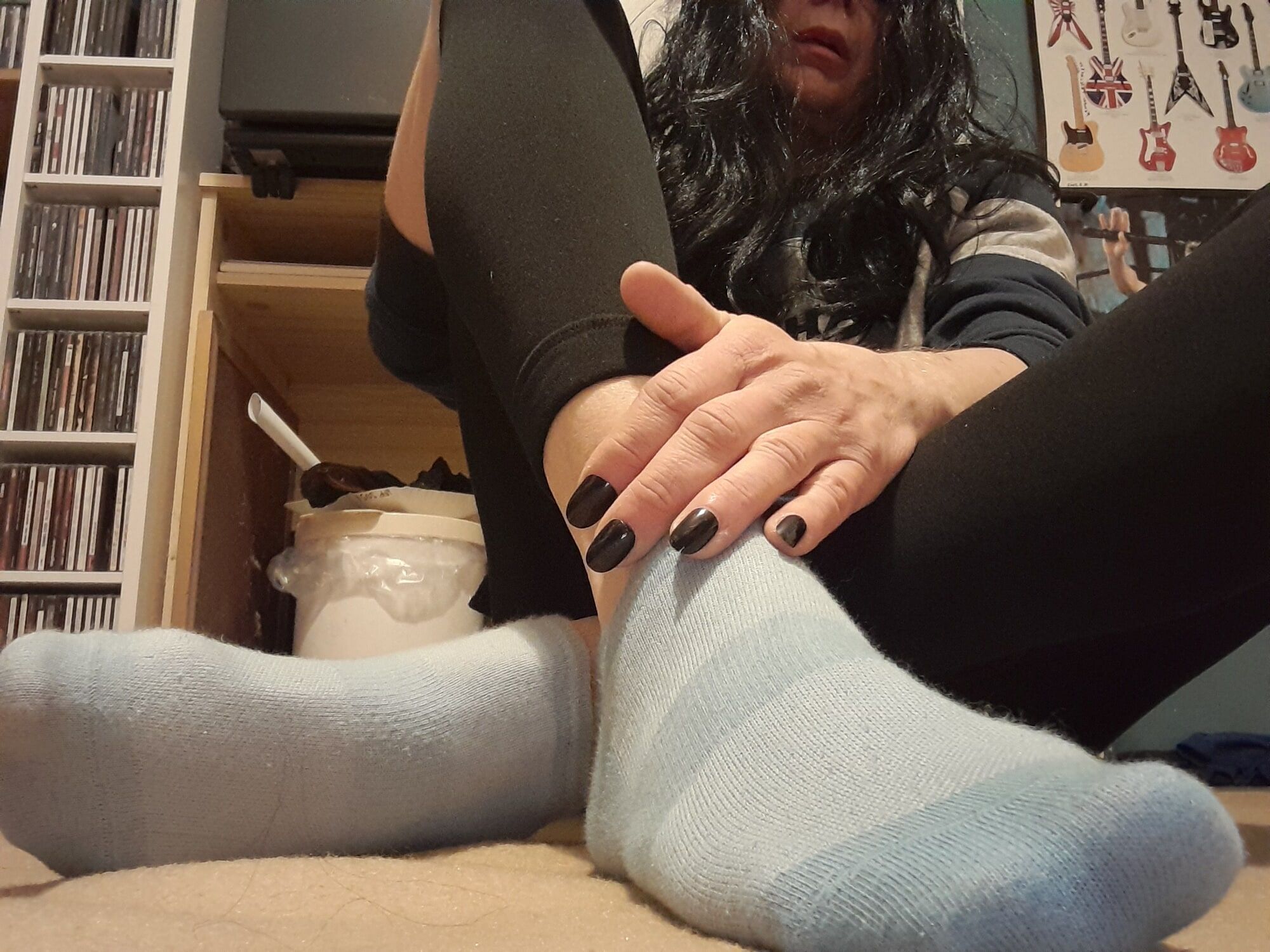 Blue sock fetish