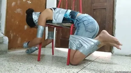 bent over for lesbian feet worship in bondage selfgags         