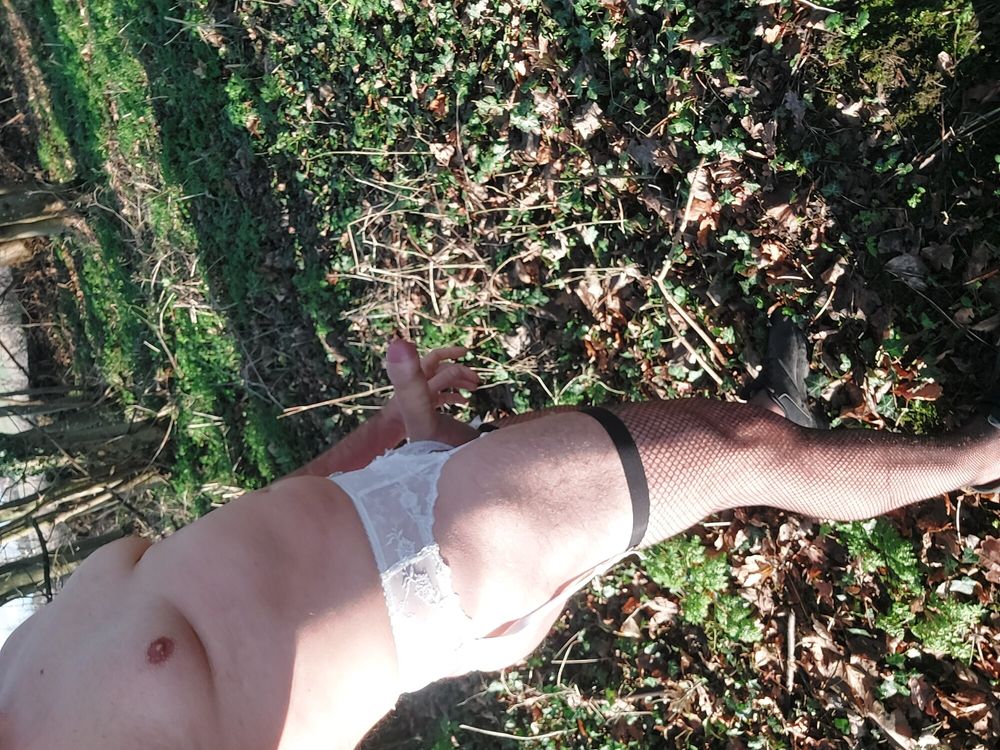 Outside in woods, exhibitionist  #3