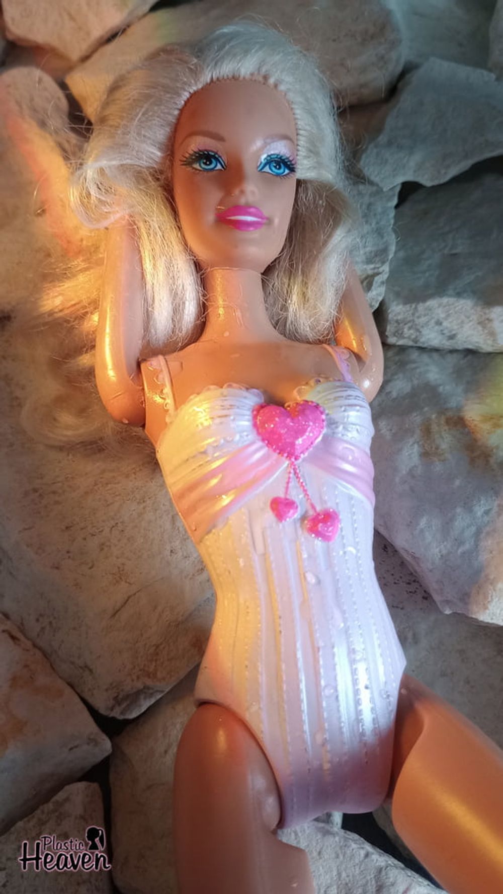 Barbie sunbathes after swimming in the ocean