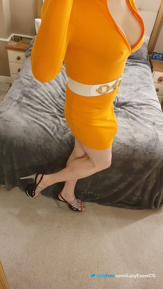 TGirl Lucy in Orange dress POV selfies #5