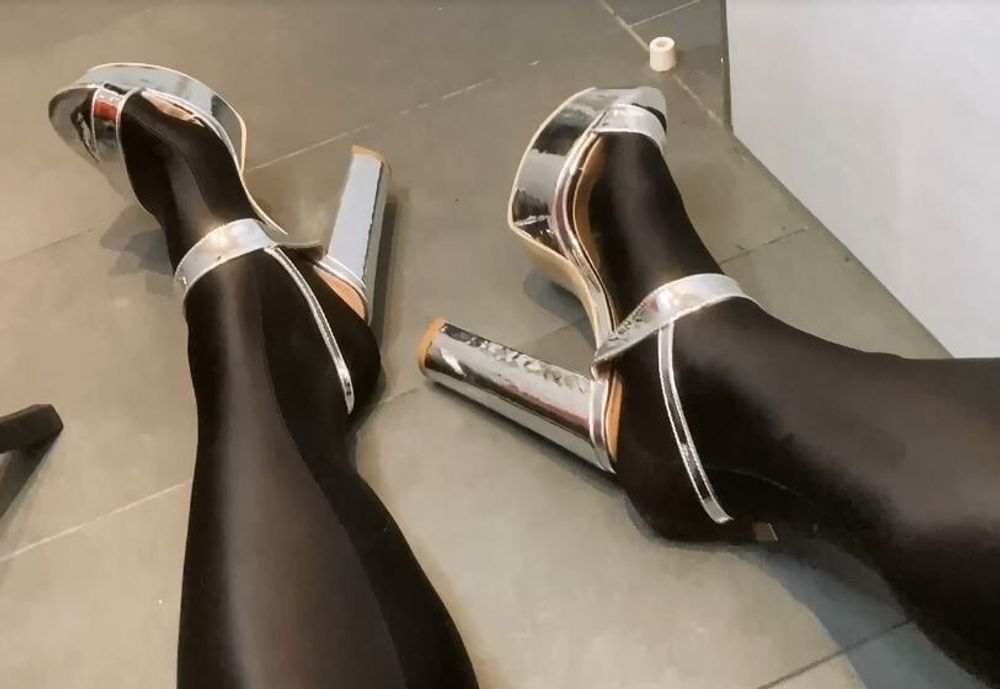 Silver Heels, Black Spandex #14