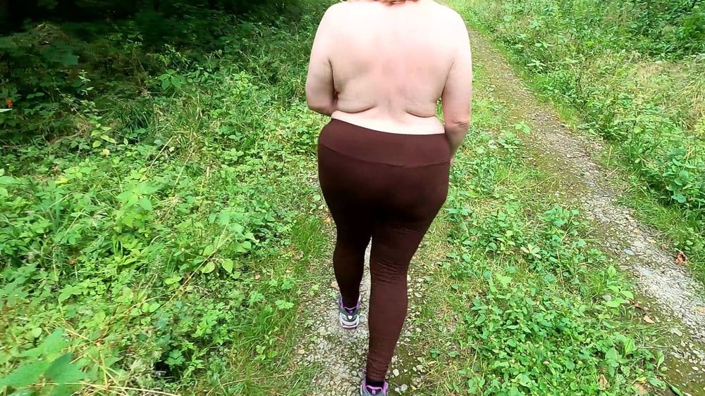 Topless hiking and slapping tits #10