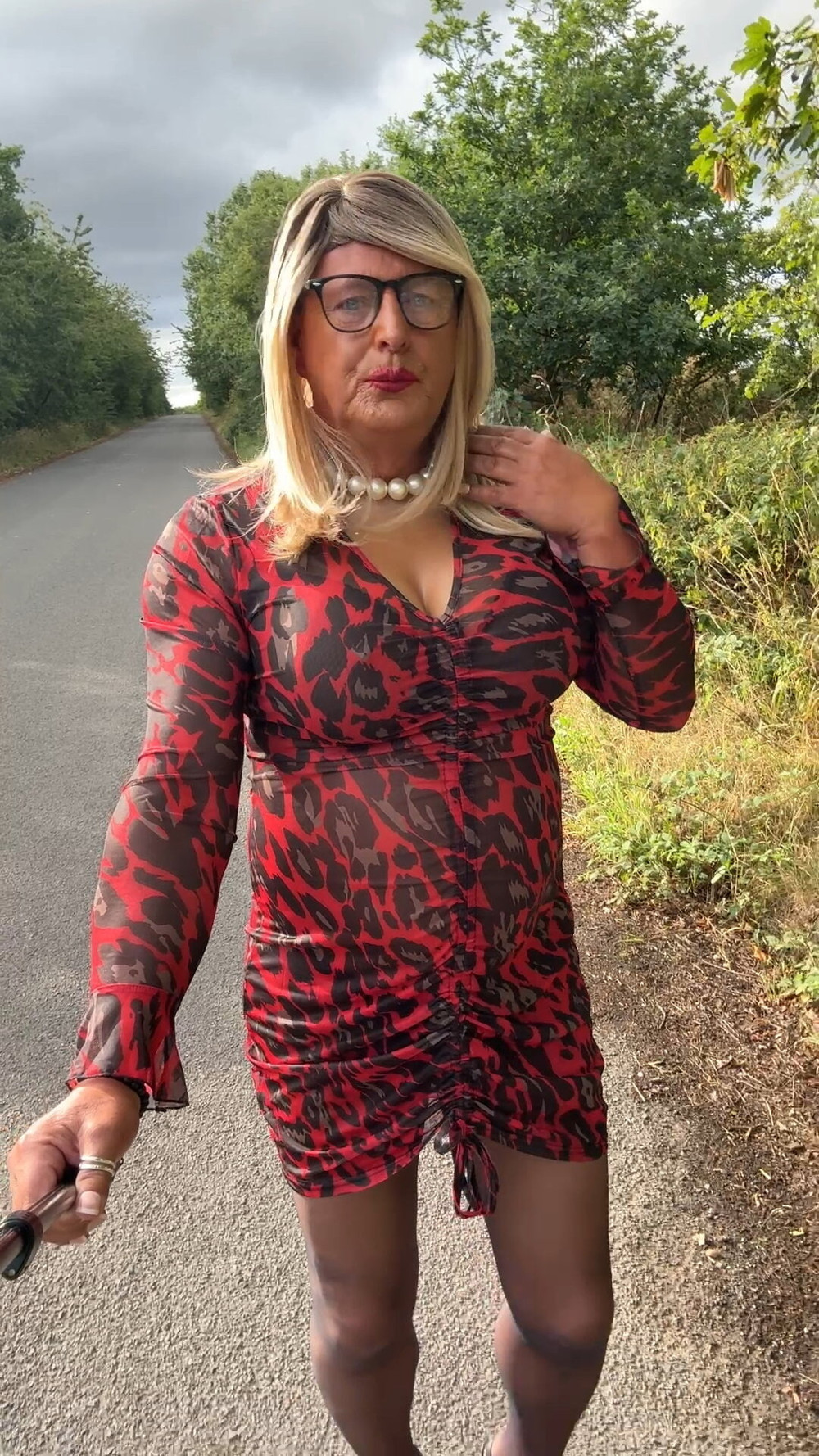 Sexy Crossdresser Kellycd2022’s in red animal print  #48