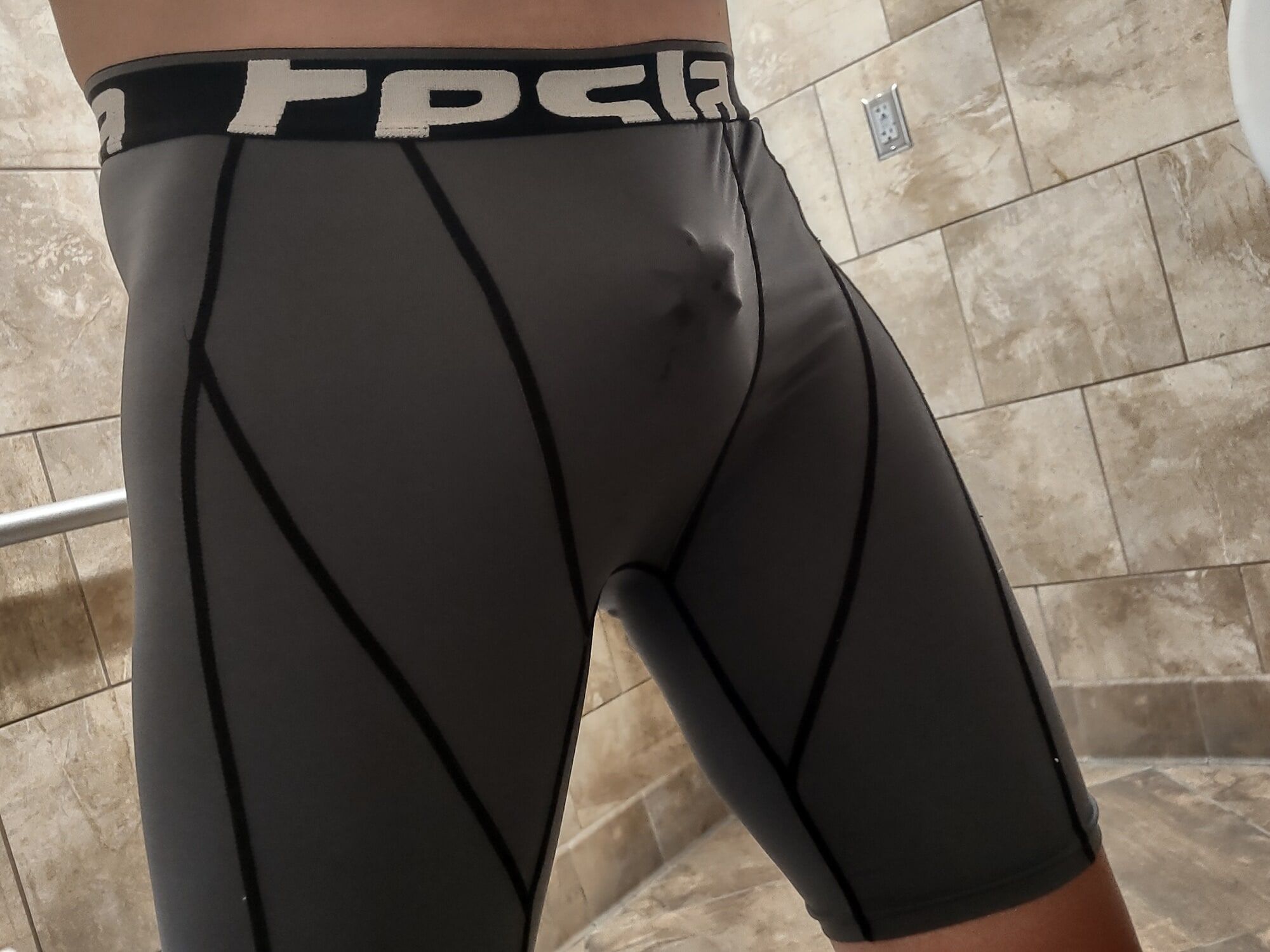 Wearing my cock cage in my spandex compression underwear  #9