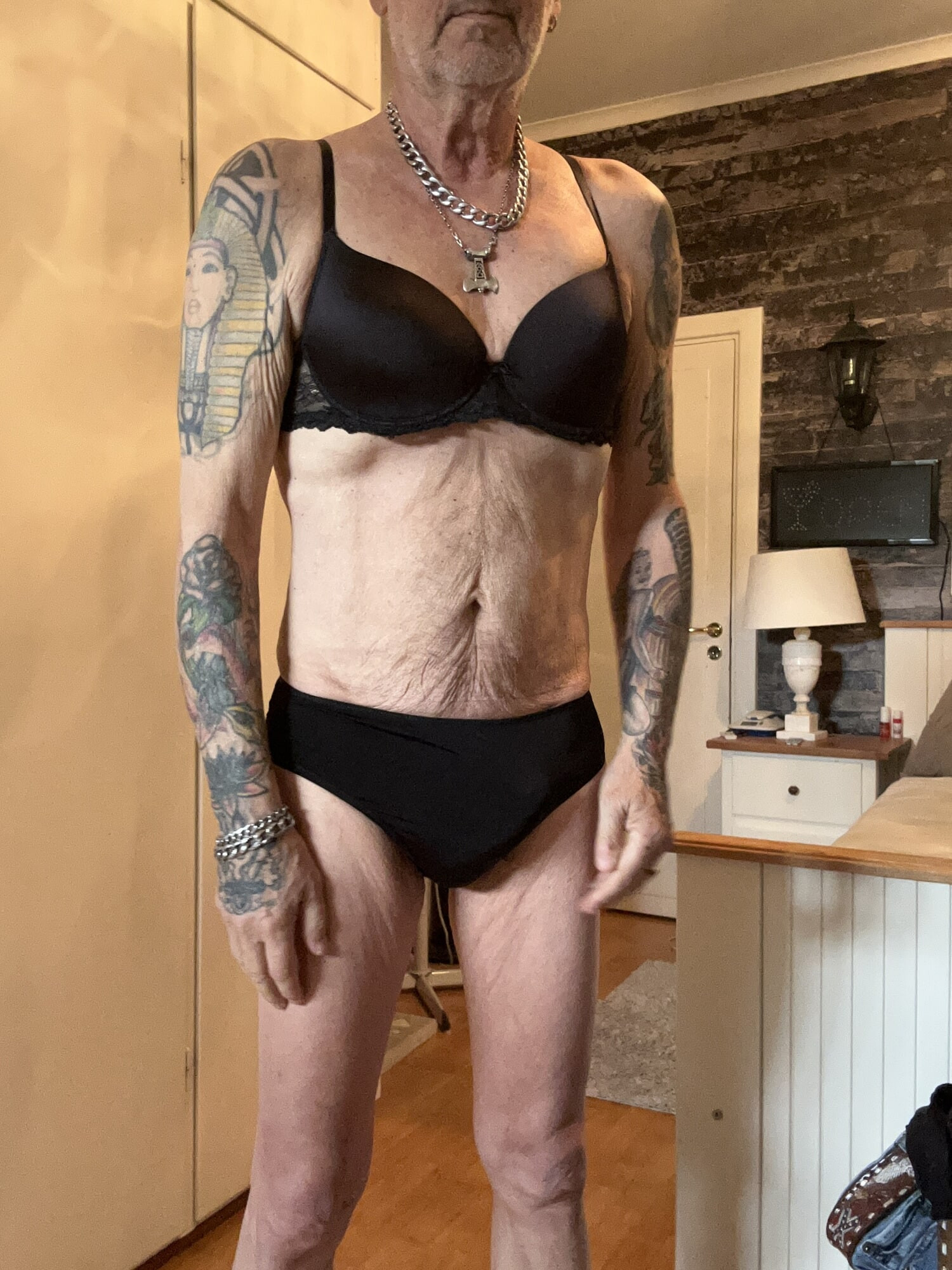 black panties and bra
