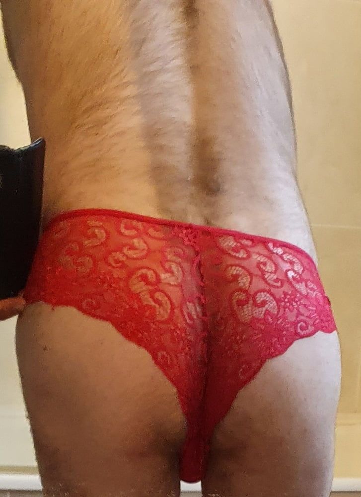Red lace panties #3