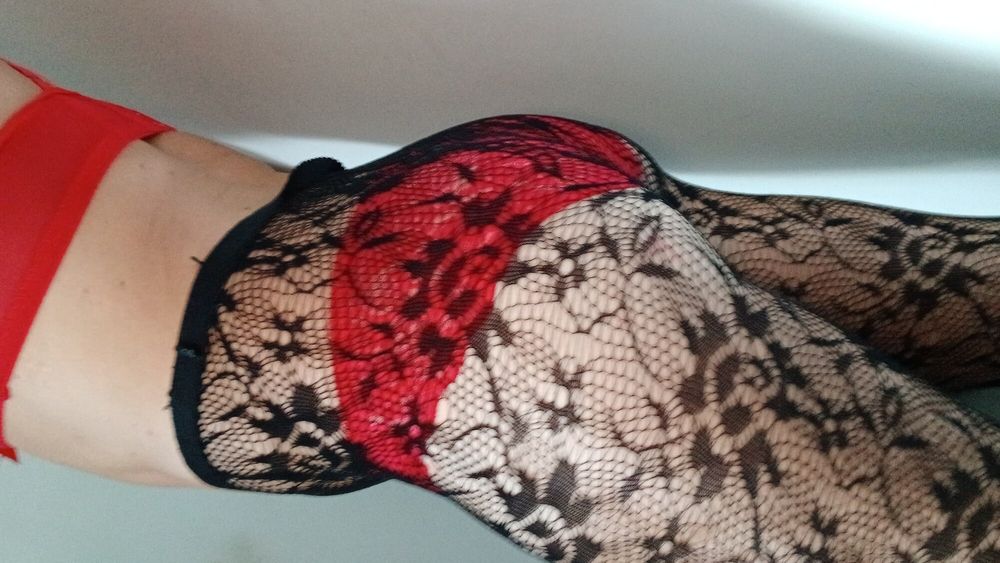 Black stoking red pantie  #31