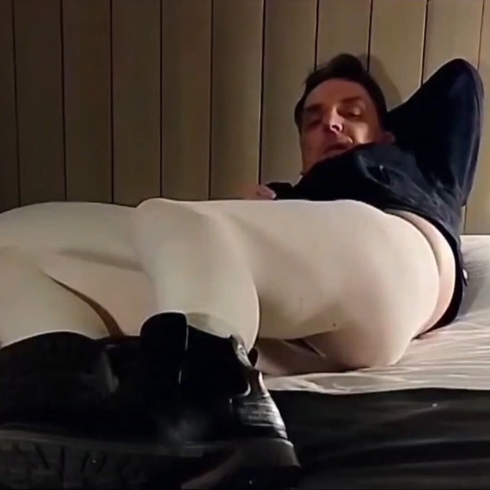 Cock stroking and ass fingering in white open pantyhose #31