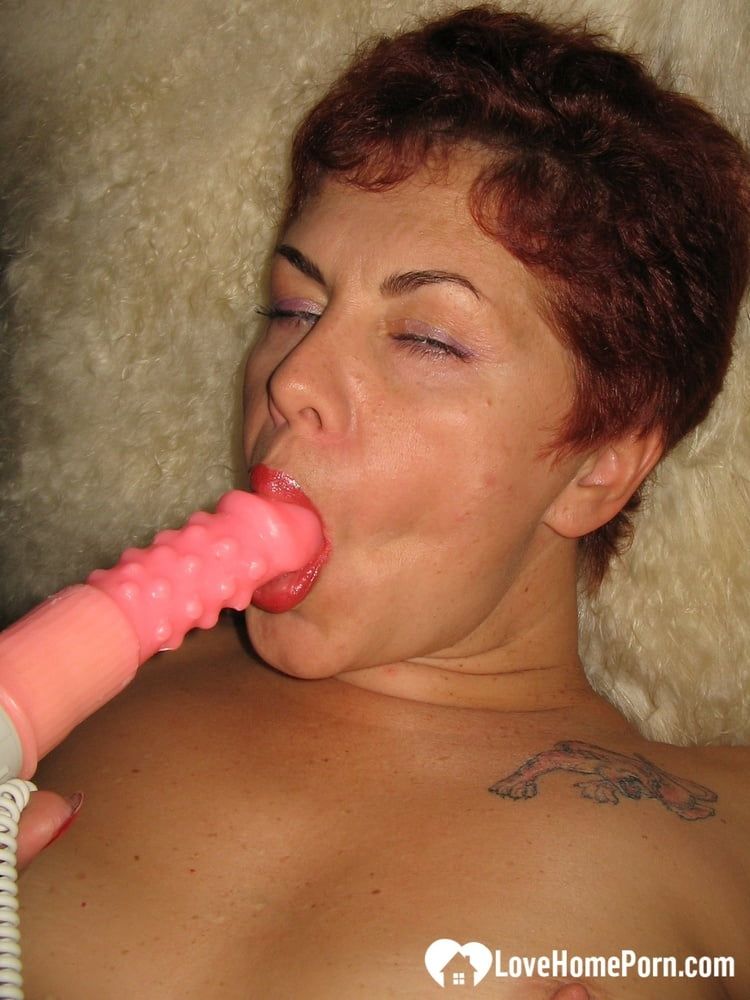 Redhead mom uses two toys at once #26