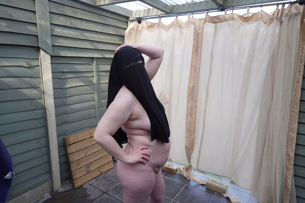 Nude in Niqab in ankle boots #9
