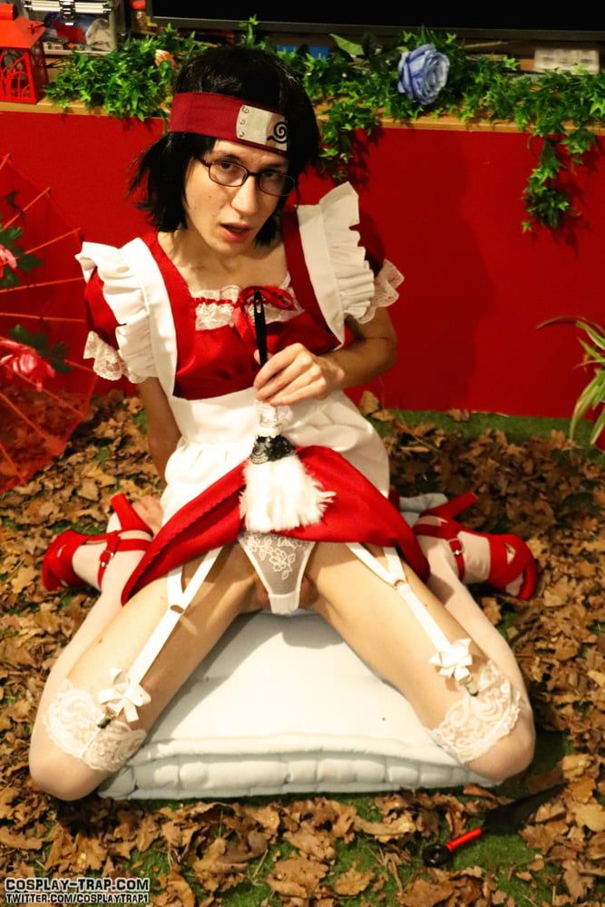 Sarada red maid crossdress cosplay  #2