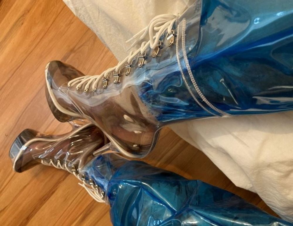 Blue Transparent PVC and Clear PVC Boots #16