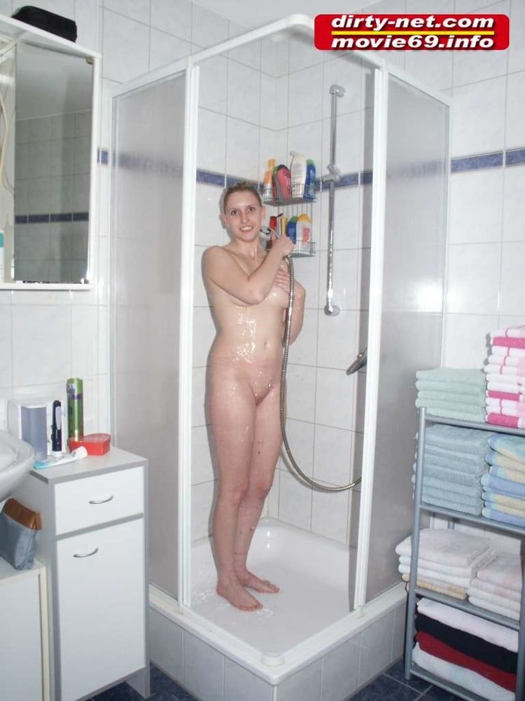 Sandra in the shower just before her gangbang party #14