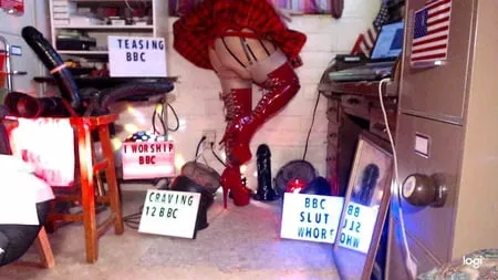 shiny red   thigh high bbc slut platform stiletto boots         