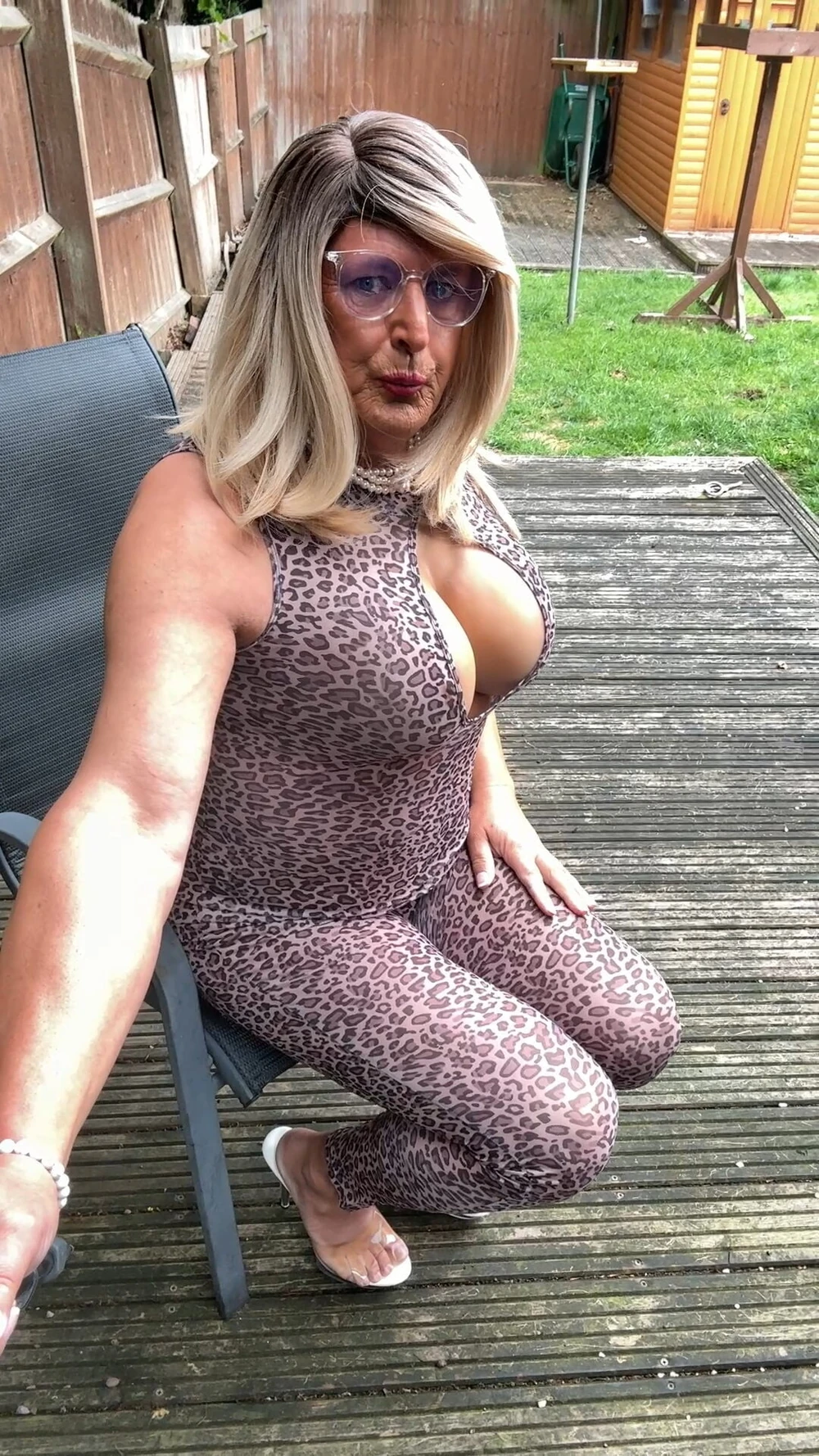 Sexy Crossdresser kellycd2022 in leopard print catsuit  #6