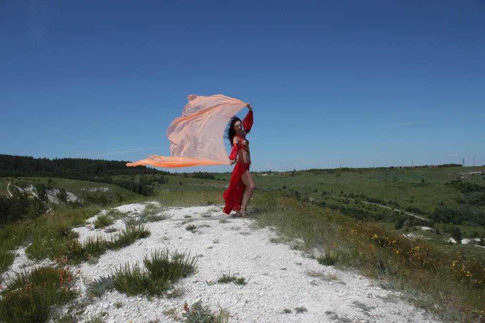 On top with an orange shawl #7