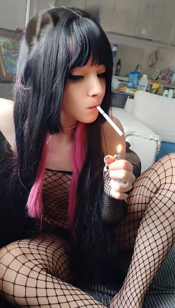 Succubus Babe smoking in fishnets #6