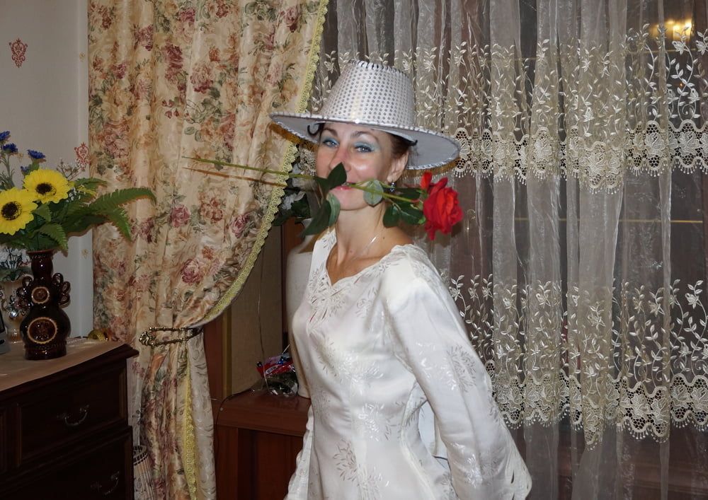 In Wedding Dress and White Hat #8