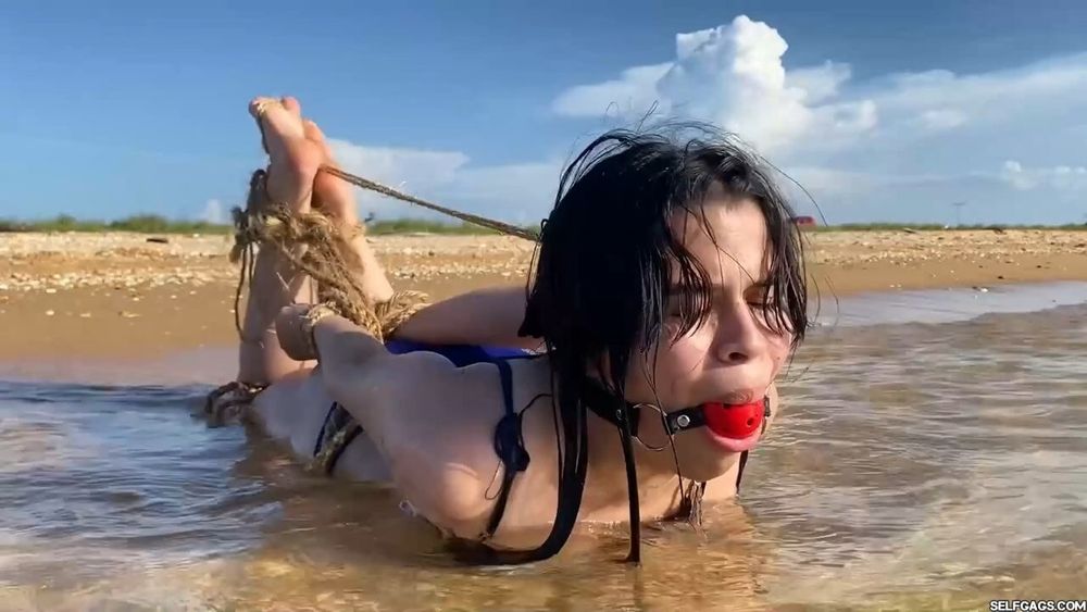 Hogtied And Ball Gagged In Sea Water - Selfgags #25